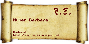 Nuber Barbara névjegykártya